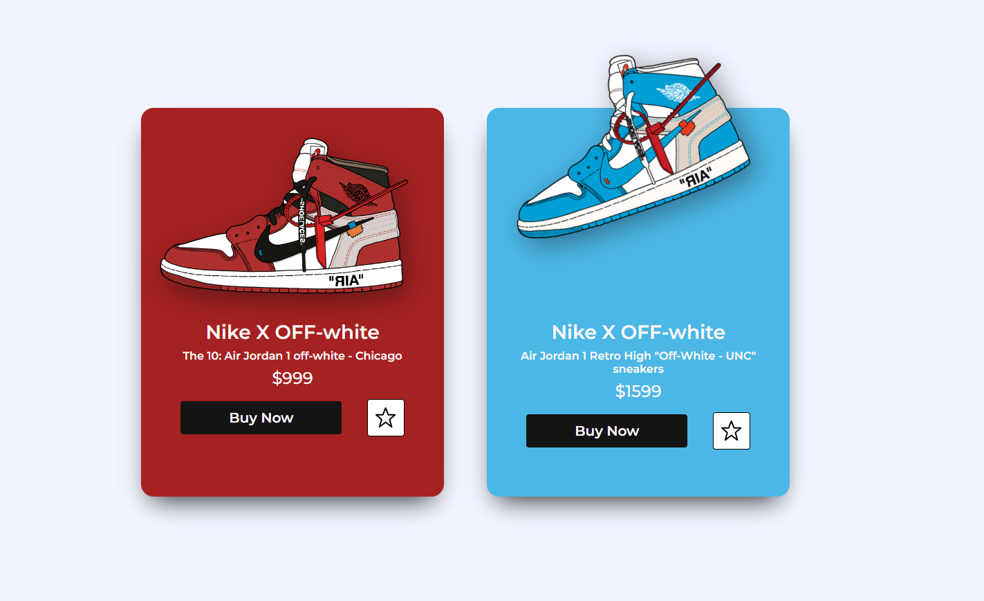Sneaker Product Cards